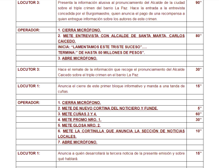 Categorización de los guiones radiofónicos