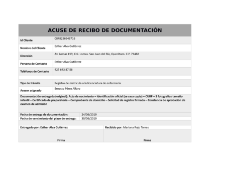Ejemplo de acuse de recibo para documentación: ¡Aprende cómo hacerlo!