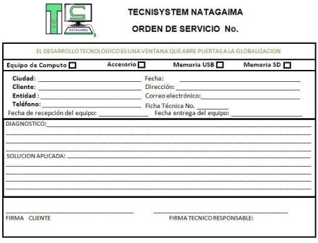¿Qué información debe incluir una orden de servicio?