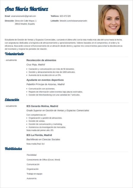 3 ejemplos de curriculum vitae sin experiencia laboral Completa tus tareas con excelencia