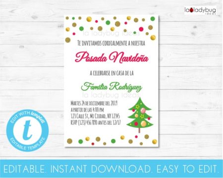 Plantillas editables para invitaciones de posadas navideñas Plantillas editables para invitaciones de posadas navideñas