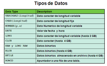 Guía completa sobre tipos de datos Oracle: Certificación, asignaciones y requisitos Tipos de datos compatibles en HTML